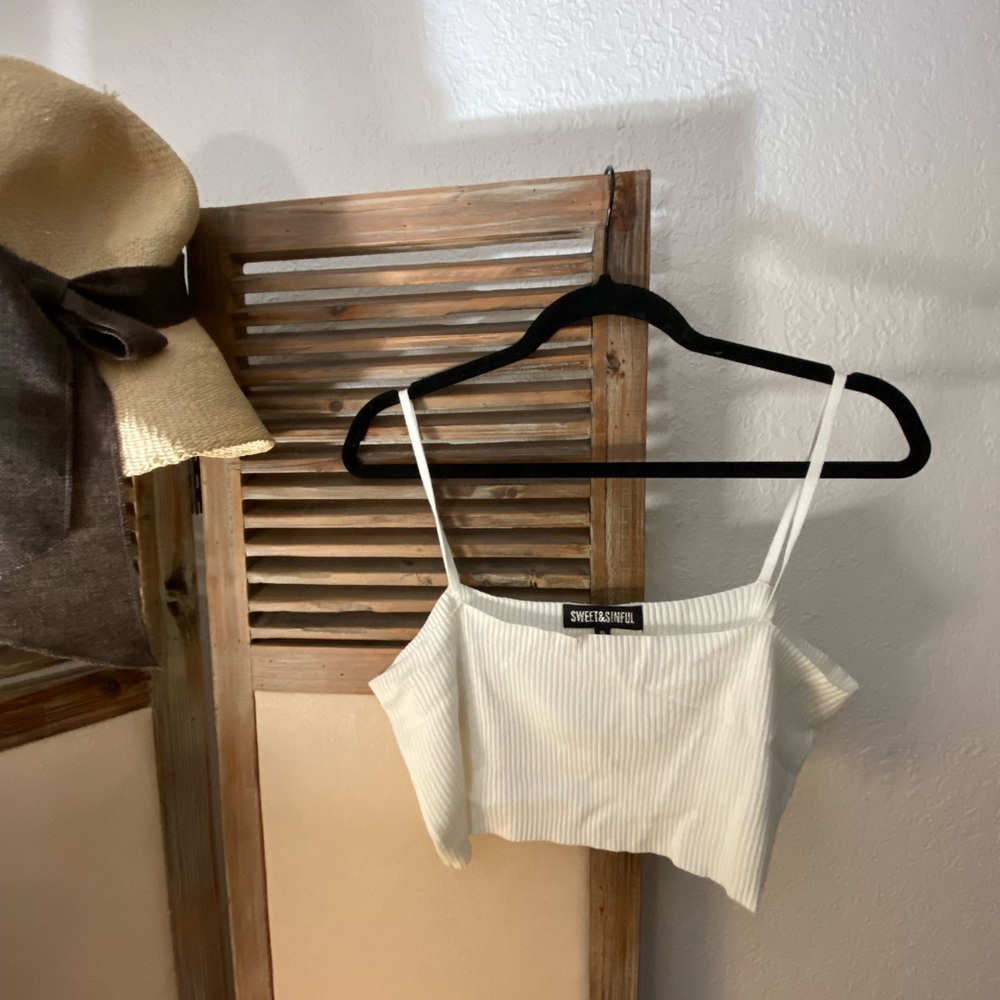 Sweet Wanderer Cream Ribbed Camisole